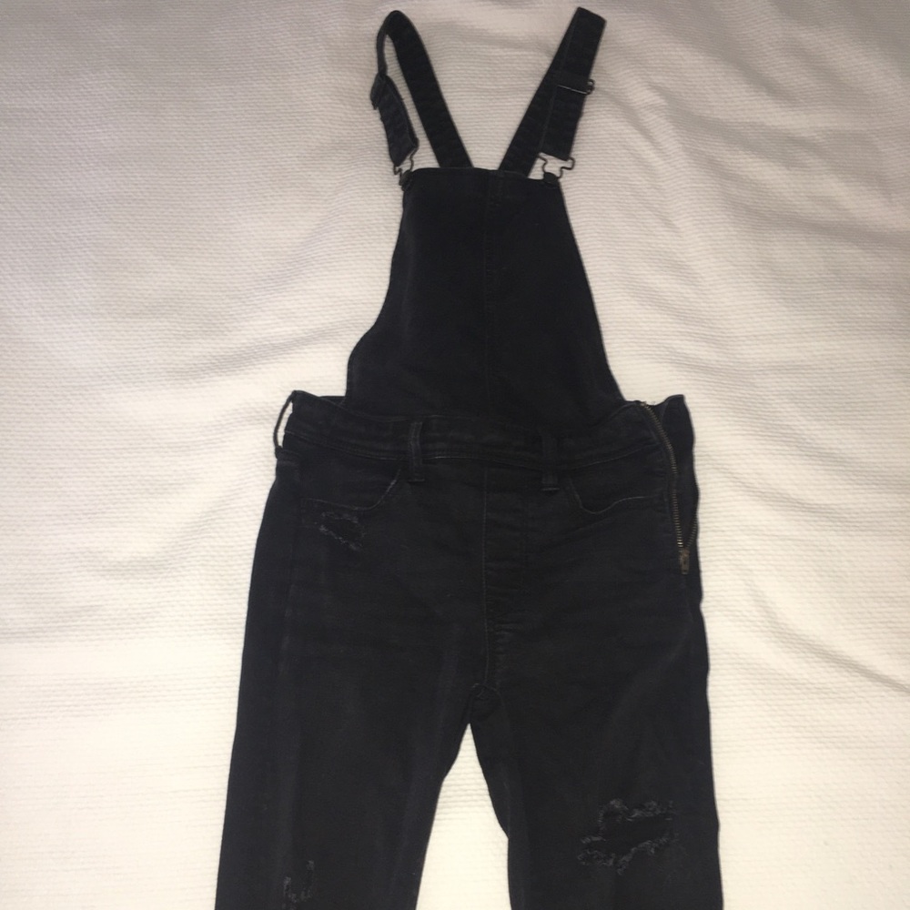 distressed skinny overalls